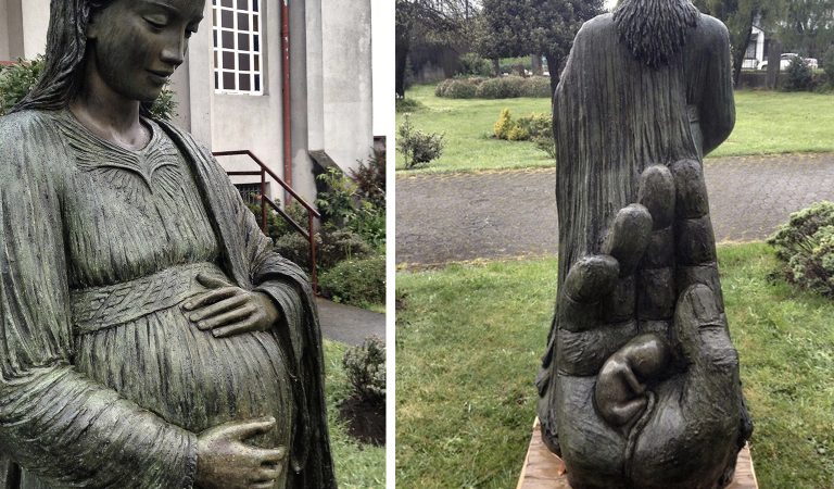 La Virgen del niño por nacer: La escultura que busca defender al indefenso